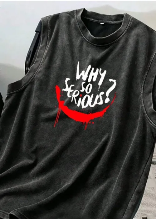 Why So Serious Kolsuz Atlet Bisiklet Yaka Yıkamalı Vintage Unisex Oversize T-Shirt