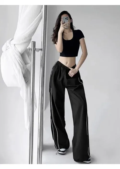 SİYAH ŞERİTLİ UNİSEX PARAŞÜT EŞOFMAN