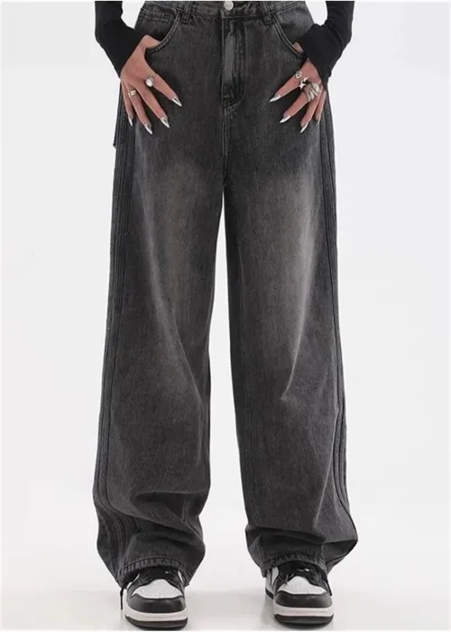 SİYAH YIKAMALI BAGGY PANTOLON