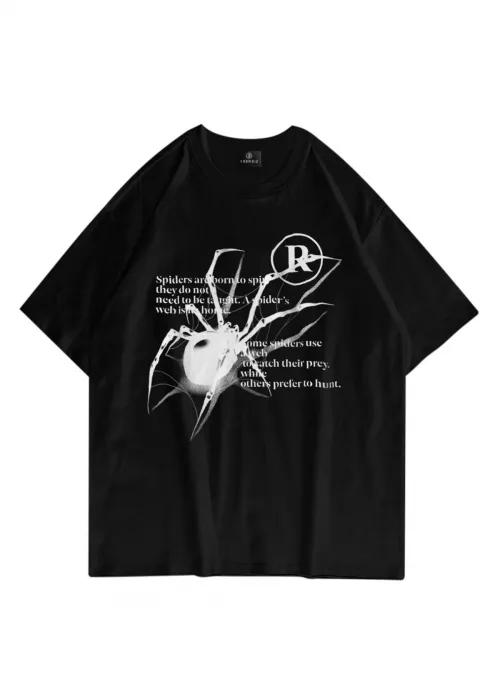 Tech Unisex R Spider Tshirt Siyah