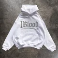 1Blood Beyaz Taş Baskılı Oversize Unisex Kapüşonlu Sweatshirt