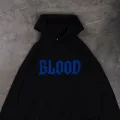 1Blood Mavi Taş Baskılı Oversize Unisex Kapüşonlu Sweatshirt