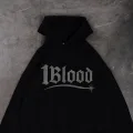 1Blood Siyah Taş Baskılı Oversize Unisex Kapüşonlu Sweatshirt