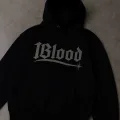 1Blood Siyah Taş Baskılı Oversize Unisex Kapüşonlu Sweatshirt