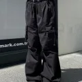 Extra Baggy Kargo Cepli Tactical Paraşüt Kumaş Bol Paça Siyah Renk Pantolon