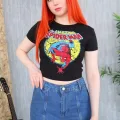 Y2k Spiderman Siyah The Amazing Spiderman Crop Top
