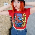 Kırmızı Spiderman Bisiklet Yaka Karakter Örümcek Adam Crop Top Bluz