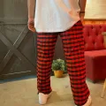 Kırmızı Ekose Desen Bel Lastikli Kırmızı Pijama
