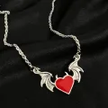 Gothic Kırmızı Kalp Yarasa Kolye Özel Tasarım