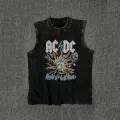 ACDC Yıkanmış Eski Retro Atlet Bisiklet Yaka Yıkamalı Vintage Unisex Oversize