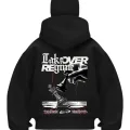 Allover Reg Baskılı Siyah Samuray Kar Maske Sweatshirt Hırka