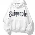 BadPeople Beyaz Taş Baskılı Oversize Unisex Kapüşonlu Sweat