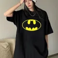 BATMAN SYMBOL DETAY SİYAH OVERSİZE UNİSEX T-SHİRT