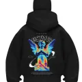 Beom Angel Baskılı Siyah Samuray Kar Maske Sweatshirt Hırka