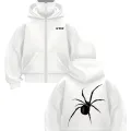 Beyaz Armor Spider Baskılı Kar Maskeli Unisex Sweatshirt Hırka