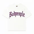 Beyaz BadPeople Pembe Taş Baskılı Oversize Unisex T-shirt
