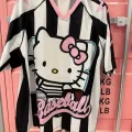 Beyaz Hello Kitty Beyzbol Baskı Detail Jersey Kısa Kol Forma