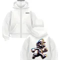Beyaz Holo Mario Baskılı Kar Maskeli Unisex Sweatshirt Hırka