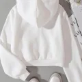 Beyaz Korse Kesim Kapüşonlu Crop Hırka