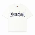Beyaz NewSchool Mavi Taş Baskılı Oversize Unisex T-shirt