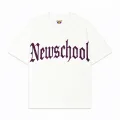 Beyaz NewSchool Pembe Taş Baskılı Oversize Unisex T-shirt
