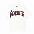 Beyaz Remember Kırmızı Taş Baskılı Oversize Unisex T-shirt