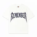 Beyaz Remember Mavi Taş Baskılı Oversize Unisex T-shirt