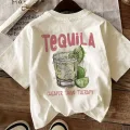 Beyaz Tequila Baskılı Oversize T-Shirt