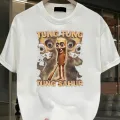 Beyaz Tung Tung Tung Sahur Baskılı Unisex Oversize T-Shirt
