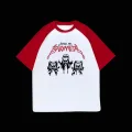 Beyaz Unisex Kırmızı Reglan Baby Metal T-Shirt