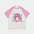 Beyaz Unisex Pembe Reglan Cute Bear T-Shirt