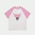 Beyaz Unisex Pembe Reglan Kuromi T-Shirt