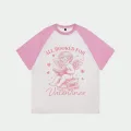 Beyaz Unisex Pembe Reglan Valentines T-Shirt
