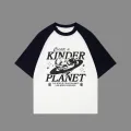 Beyaz Unisex Siyah Reglan Kinder Planet T-Shirt