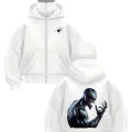 Beyaz Venom Baskılı Kar Maskeli Unisex Sweatshirt Hırka