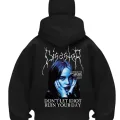 Billie Eilish Baskılı Siyah Samuray Kar Maske Sweatshirt Hırka