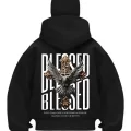 Blesed Baskılı Siyah Samuray Kar Maske Sweatshirt Hırka