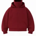 Bordo Maskeli Unisex Kapüşonlu Hırka