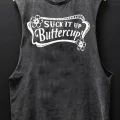 Buttercup Baskılı Unisex Oversize Yıkamalı Atlet