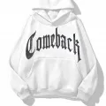 ComeBack Beyaz Taş Baskılı Oversize Unisex Kapüşonlu Sweat