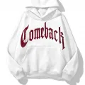 ComeBack Kırmızı Taş Baskılı Oversize Unisex Kapüşonlu Sweat