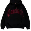 ComeBack Kırmızı Taş Baskılı Oversize Unisex Kapüşonlu Sweatshirt