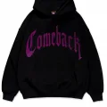 ComeBack Pembe Taş Baskılı Oversize Unisex Kapüşonlu Sweatshirt