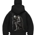 Cry Sword Baskılı Siyah Samuray Kar Maske Sweatshirt Hırka