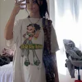CUTE BETTY BOOP BASKILI BEYAZ T-SHİRT