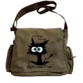 Cute Cat Seriouse Baskılı Unisex Postacı Çantası