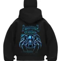 Dangerous Spider Baskılı Siyah Samuray Kar Maske Sweatshirt Hırka