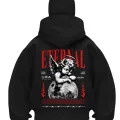 Eternal Baskılı Siyah Samuray Kar Maske Sweatshirt Hırka