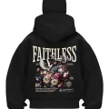 Faithless Baskılı Siyah Samuray Kar Maske Sweatshirt Hırka