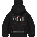 Forevers Baskılı Siyah Samuray Kar Maske Sweatshirt Hırka